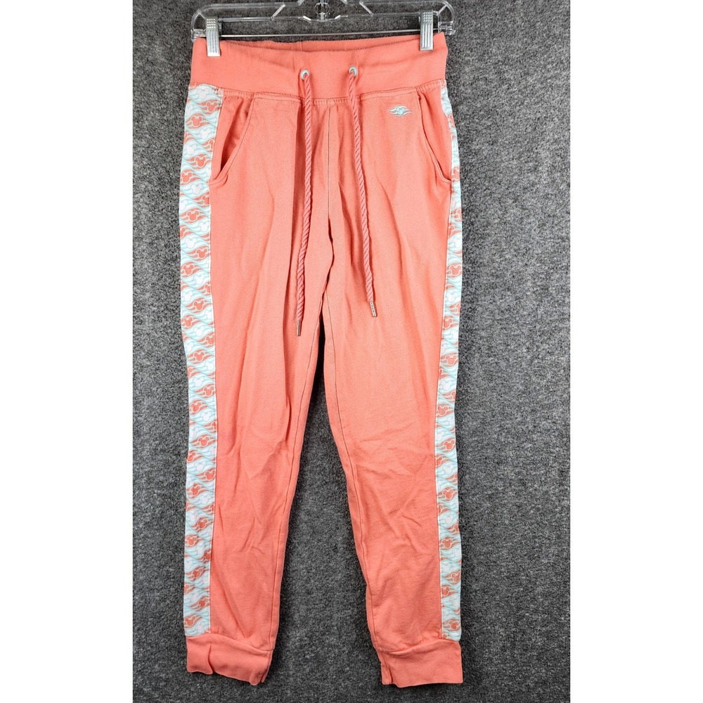 Disney Cruise Line Joggers Womens M Coral Side Stripe Mickey Mouse EUC